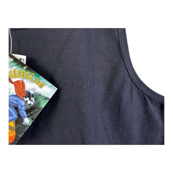 Big Dogs Mens Large Tank Top Script Embroidered Logo 90s Y2K Black Shirt NEW NWT - Picture 4 of 11